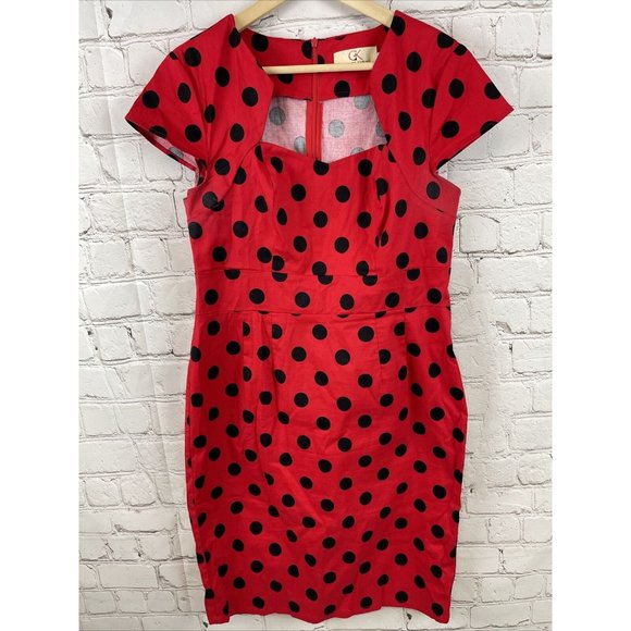 Grace Karin Dresses & Skirts - Grace Karin Red Polka Dot Pin Up Sheath Dress Rock